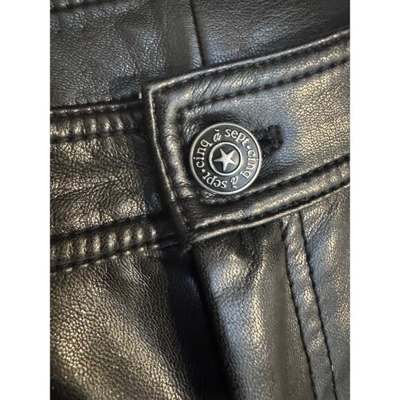 Cinq A Sept Shanis Black Vegan Leather Slit Bootcut Pants Size 2 - Picture 6 of 9